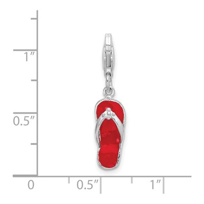 Sterling Silver 3-D Red Enamel Sandal Charm – view 5