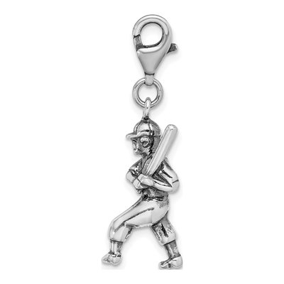 Sterling Silver 3-D Baseball Player Charm – view 3