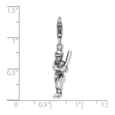 Sterling Silver 3-D Baseball Player Charm – view 6