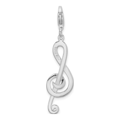 Sterling Silver Diamond-Cut Treble Clef Charm – view 4