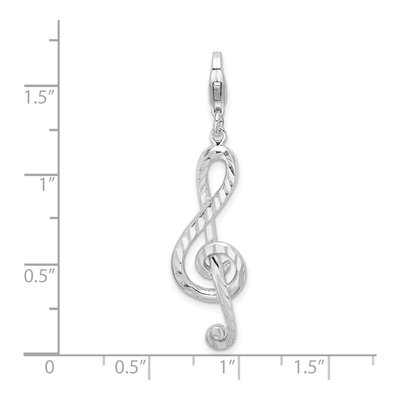 Sterling Silver Diamond-Cut Treble Clef Charm – view 5