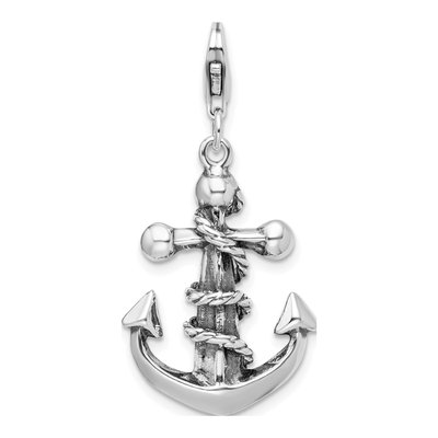 Sterling Silver Anchor Rope Charm
