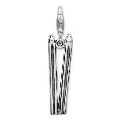 Sterling Silver 3-D Skis Charm – view 4