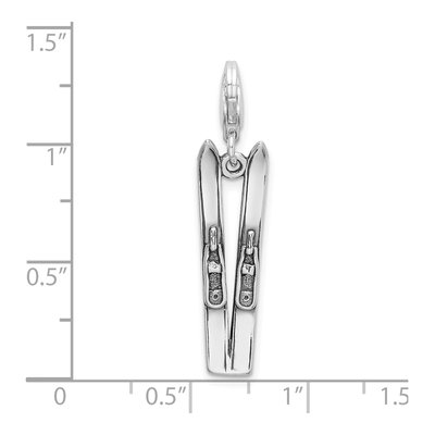 Sterling Silver 3-D Skis Charm – view 5