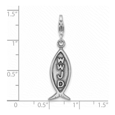 Sterling Silver WWJD Ichthus Charm – view 5