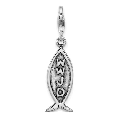 Sterling Silver WWJD Ichthus Charm