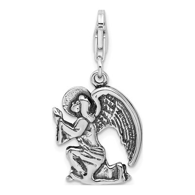 Sterling Silver 3-D Antique Kneeling Angel Charm – view 5