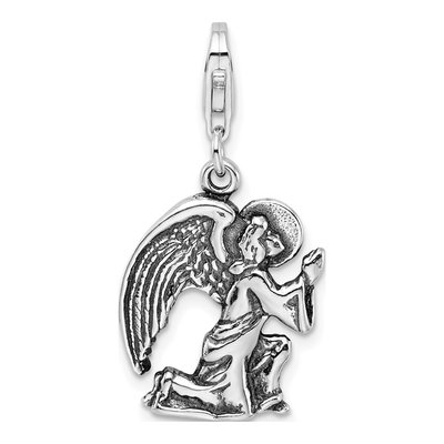 Sterling Silver 3-D Antique Kneeling Angel Charm