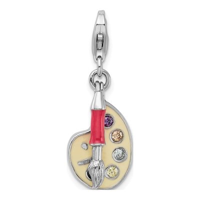 Sterling Silver CZ Artist Palette Charm