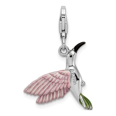 Sterling Silver Enameled Hummingbird Charm – view 4