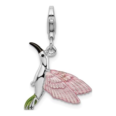 Sterling Silver Enameled Hummingbird Charm