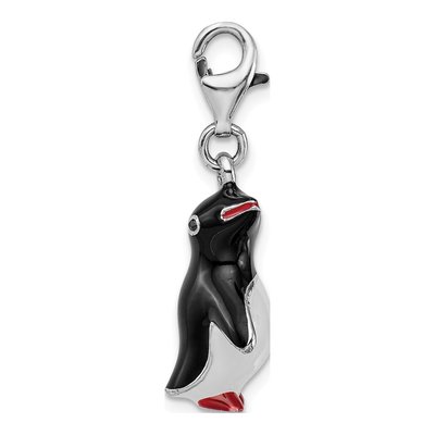 Sterling Silver Enamel Penguin Charm – view 3