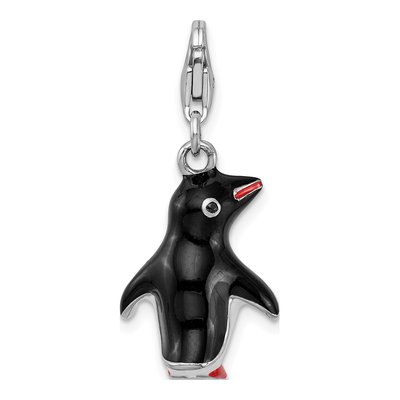 Sterling Silver Enamel Penguin Charm – view 4