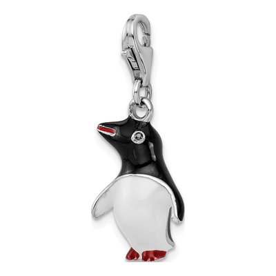 Sterling Silver Enamel Penguin Charm – view 5