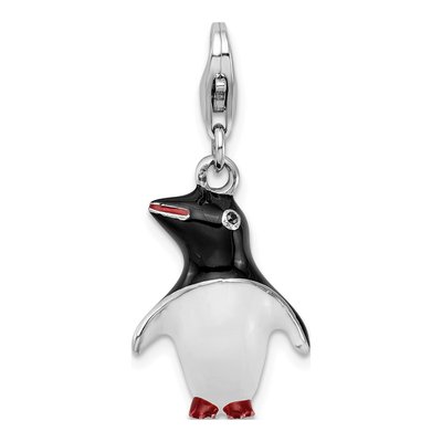 Sterling Silver Enamel Penguin Charm