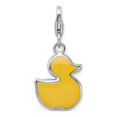 Sterling Silver Enamel Duck Charm – view 4