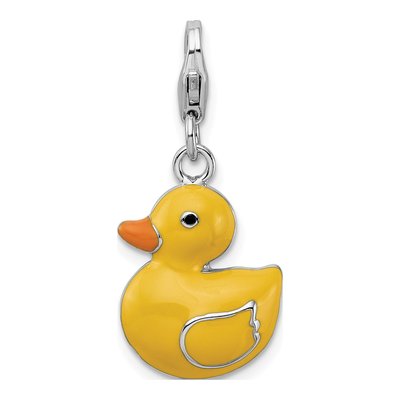 Sterling Silver Enamel Duck Charm