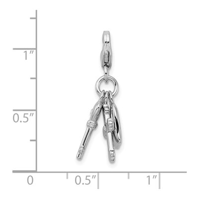 Sterling Silver Crystal Heart Cross Key Charm – view 7