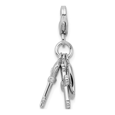 Sterling Silver Crystal Heart Cross Key Charm