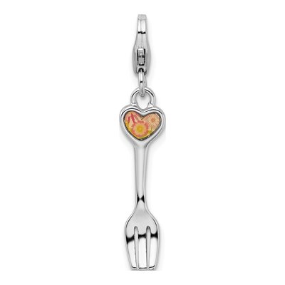 Sterling Silver 3-D Fork Charm
