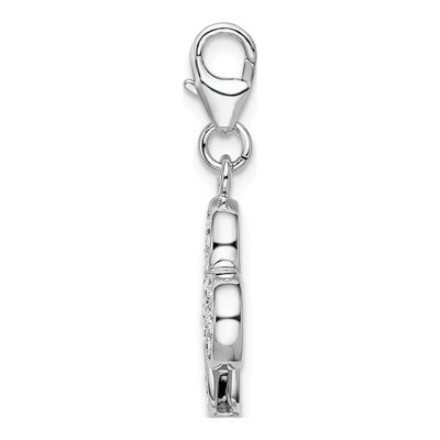 Sterling Silver Crystal 3-D Enamel Club Charm – view 3
