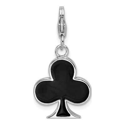 Sterling Silver Crystal 3-D Enamel Club Charm – view 4