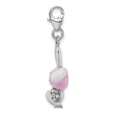 Sterling Silver Crystal 3-D Enamel Bunny Charm – view 3