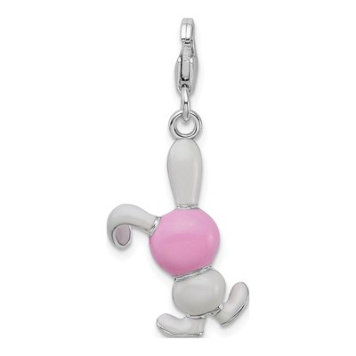 Sterling Silver Crystal 3-D Enamel Bunny Charm – view 4