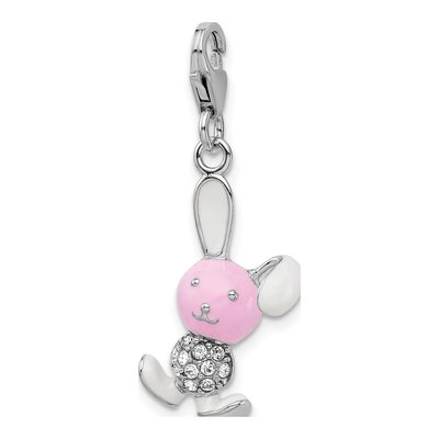 Sterling Silver Crystal 3-D Enamel Bunny Charm – view 5