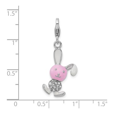 Sterling Silver Crystal 3-D Enamel Bunny Charm – view 6