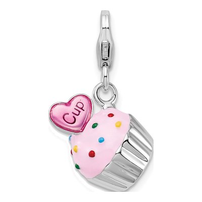 Sterling Silver Cupcake Heart Charm