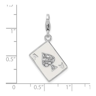 Sterling Silver Crystal Ace Charm – view 5