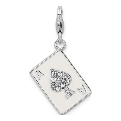 Sterling Silver Crystal Ace Charm