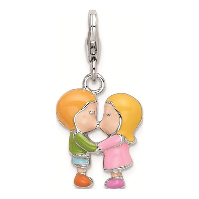 Sterling Silver Kissing Couple Charm