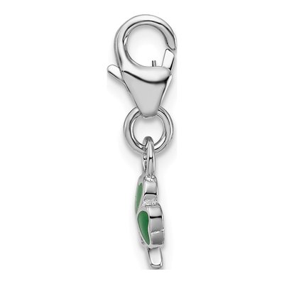 Sterling Silver Green Enamel Clover Charm – view 3