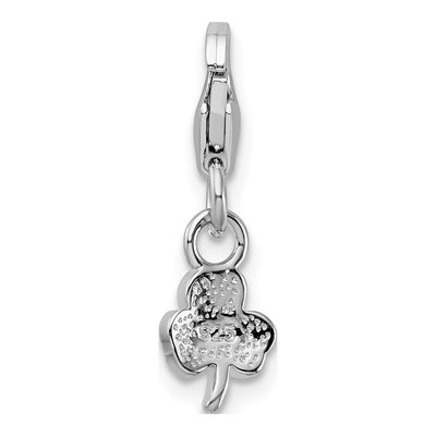 Sterling Silver Green Enamel Clover Charm – view 4