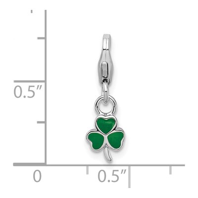 Sterling Silver Green Enamel Clover Charm – view 5