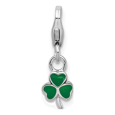 Sterling Silver Green Enamel Clover Charm