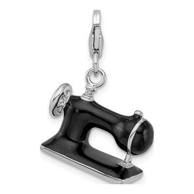 Sterling Silver Crystal Sewing Machine Charm – view 4