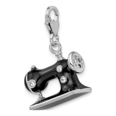 Sterling Silver Crystal Sewing Machine Charm – view 5