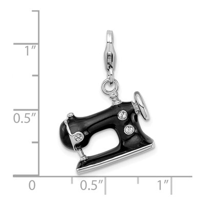 Sterling Silver Crystal Sewing Machine Charm – view 6