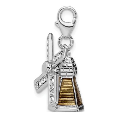 Sterling Silver Crystal 3-D Enameled From Windmill Charm – view 3