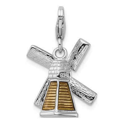 Sterling Silver Crystal 3-D Enameled From Windmill Charm – view 4