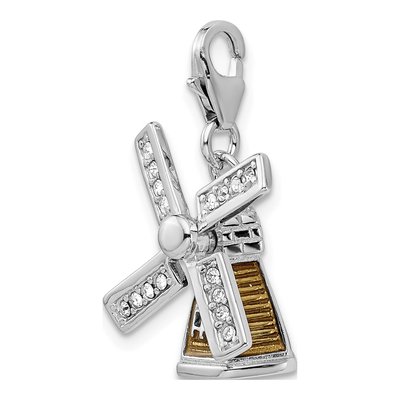 Sterling Silver Crystal 3-D Enameled From Windmill Charm – view 5