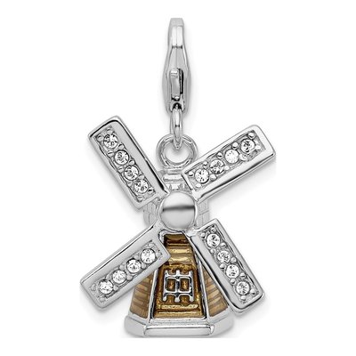 Sterling Silver Crystal 3-D Enameled From Windmill Charm