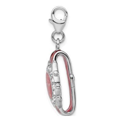 Sterling Silver Crystal 3-D Enameled Watch Charm – view 3