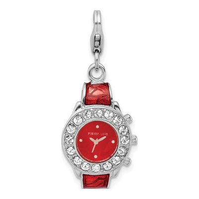 Sterling Silver Crystal 3-D Enameled Watch Charm