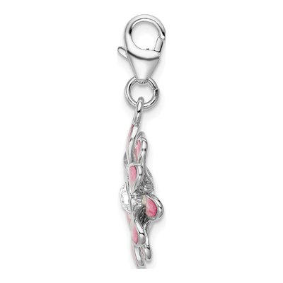 Sterling Silver Enamel Flower Charm – view 3