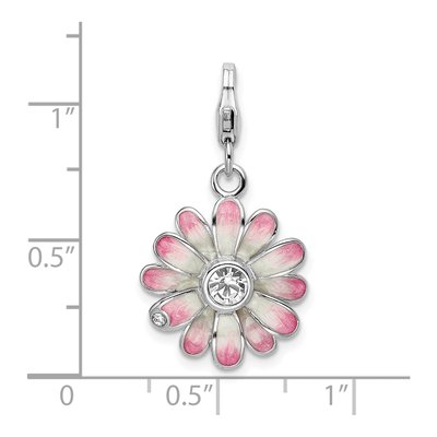Sterling Silver Enamel Flower Charm – view 5