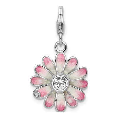 Sterling Silver Enamel Flower Charm